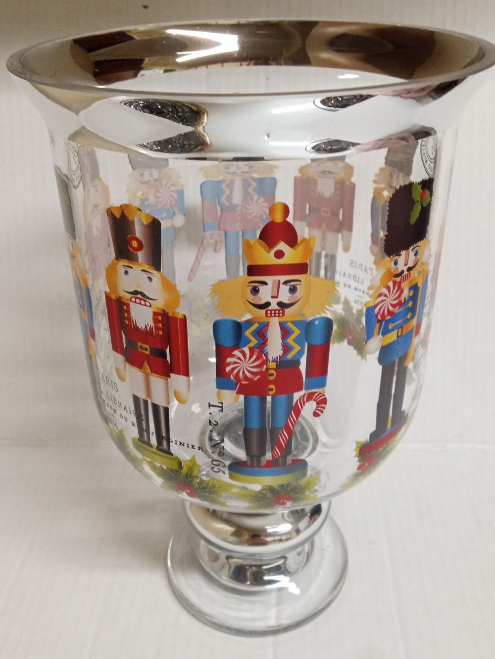 Artisan Nutcracker Suit Hurricane Glass Vase Michael Design Works Rare HTF